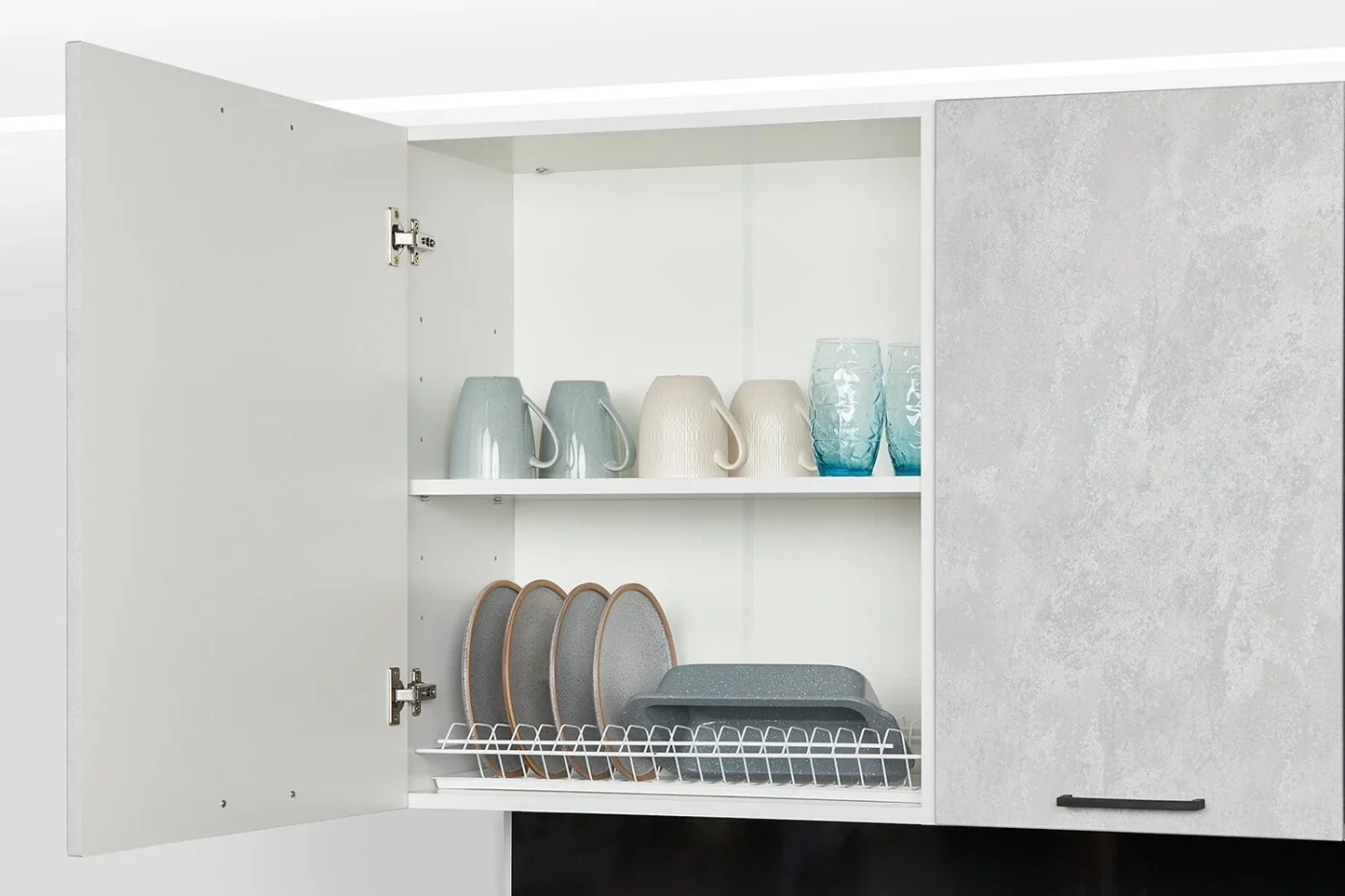 Кухонный гарнитур Hoff Сити 2,4 м, 240х210х60 см, цвет бетон светлый, белый